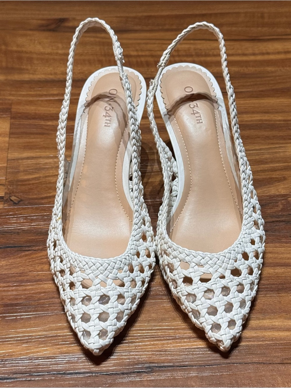 On 34th Women's Monikaa Slingback Pumps White Linen Size 7M, Macy's Exclusive